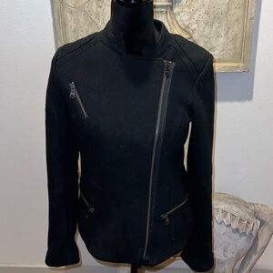 GAP cotton polyester moto‎ jacket asymmetric zip up Sz S black